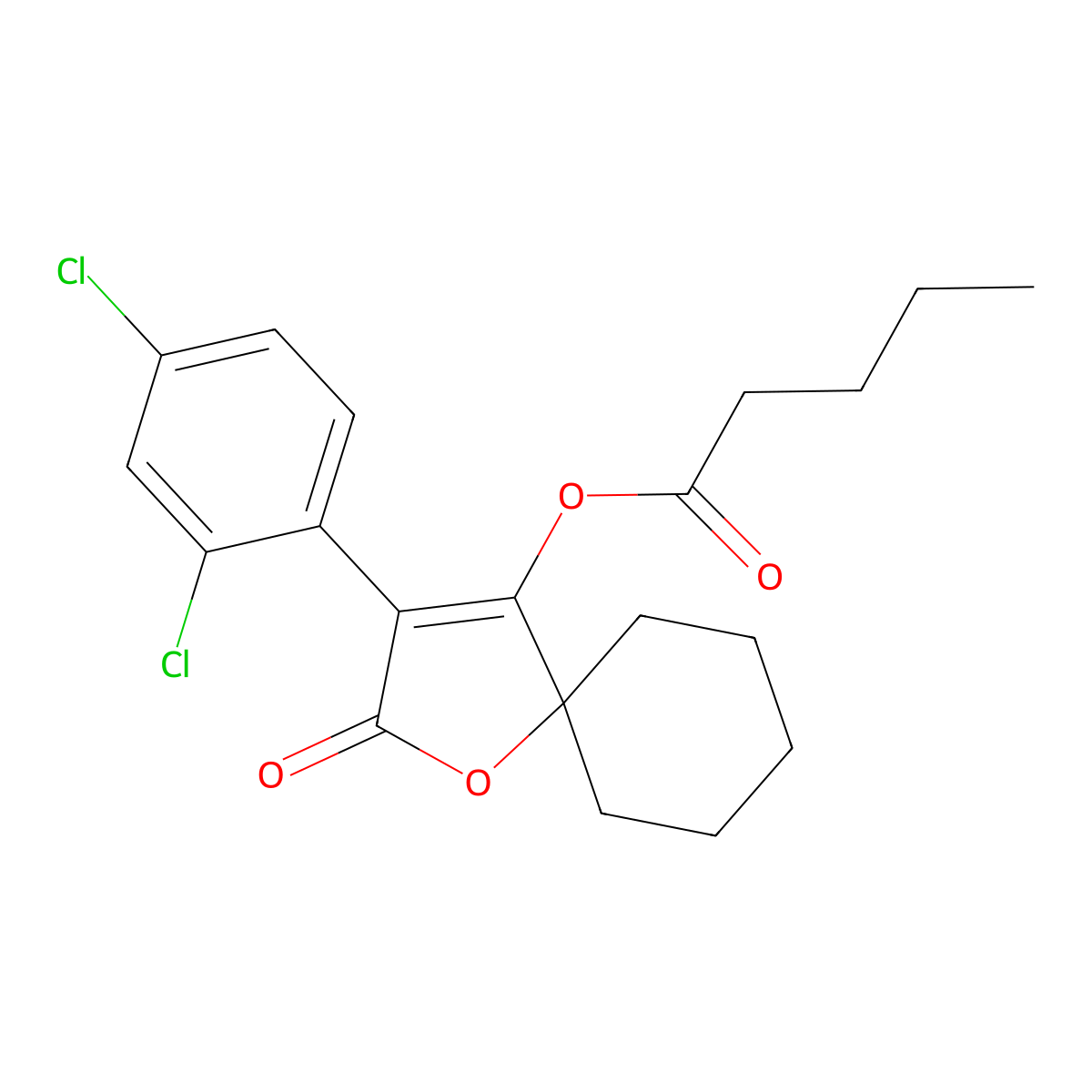3-(2,4-Dichlorophenyl)-2-oxo-1-oxaspiro[4.5]dec-3-en-4-yl pentanoate molecular structure, CAS 1353581-63-1