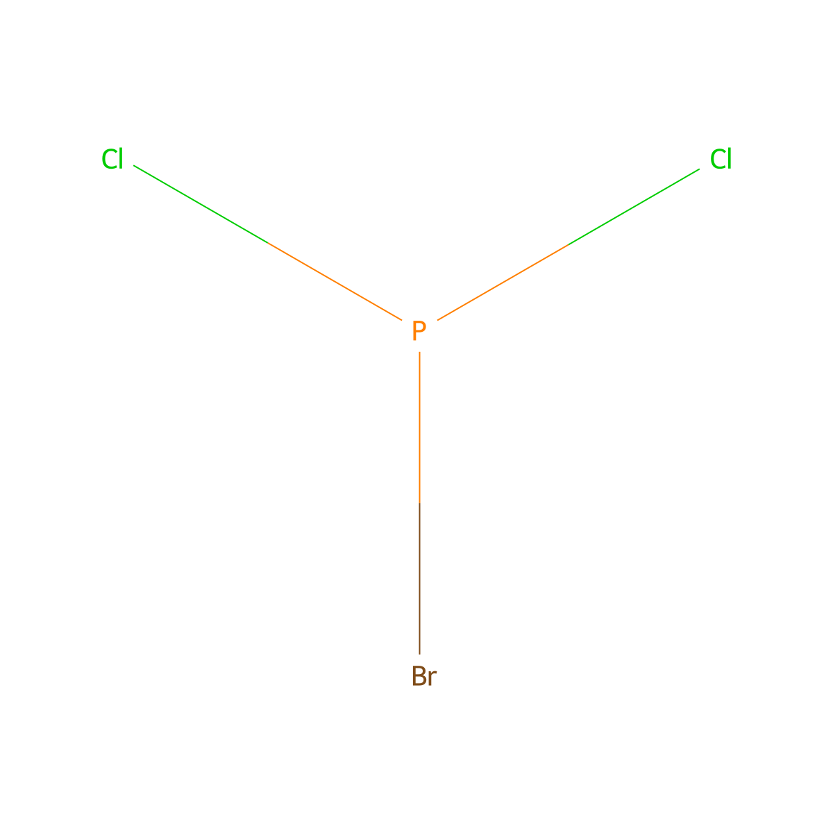 Phosphorous bromide dichloride molecular structure, CAS 13536-48-6