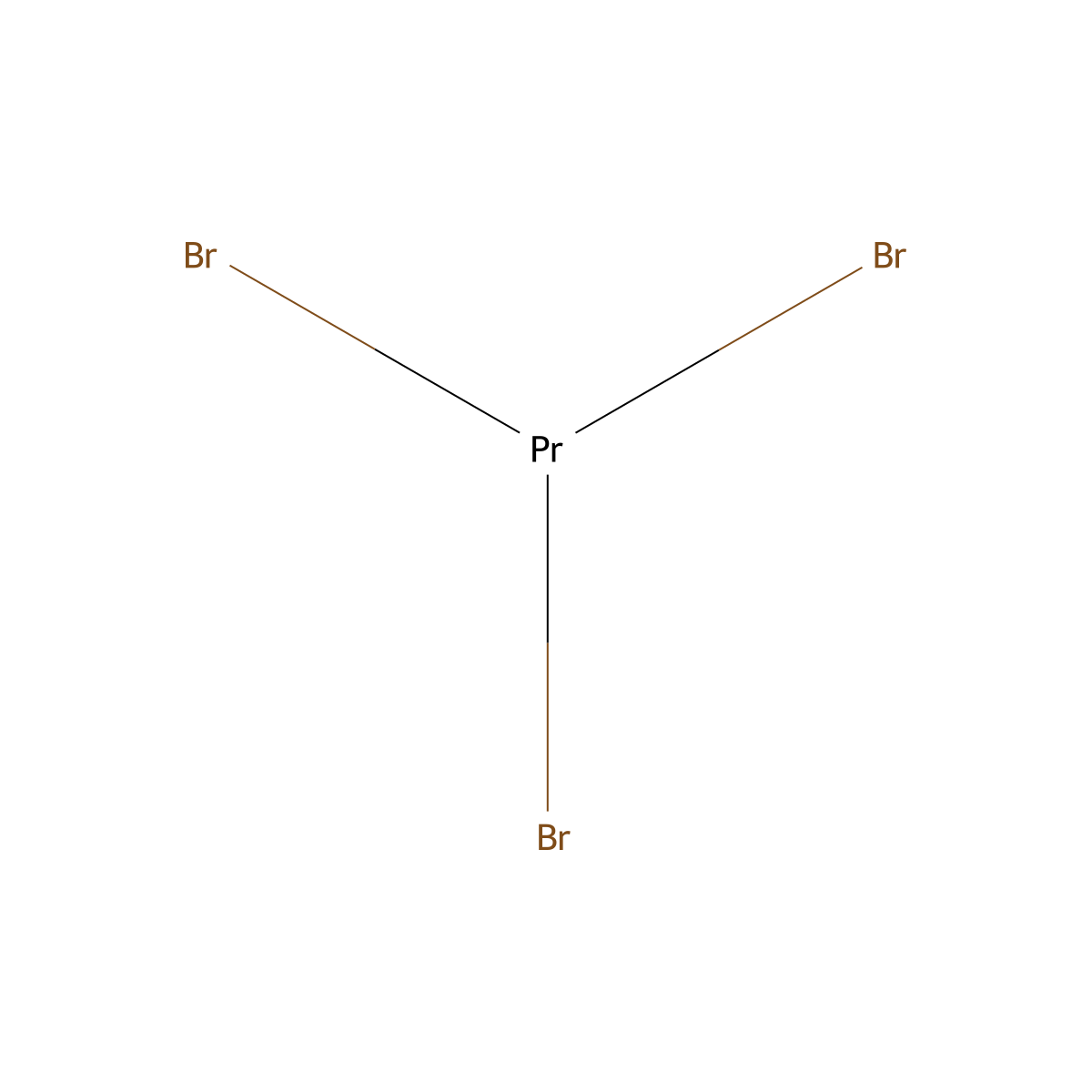 Praseodymium bromide (PrBr3) molecular structure, CAS 13536-53-3