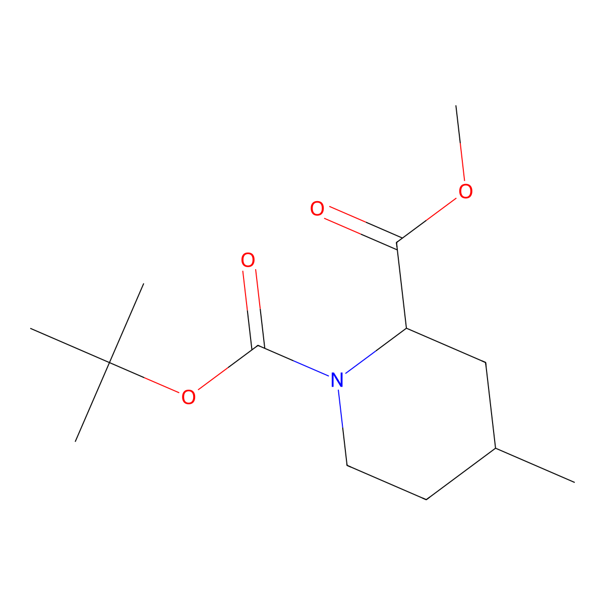 Methyl 1-Boc-4-methylpiperidine-2-carboxylate molecular structure, CAS 1353628-22-4