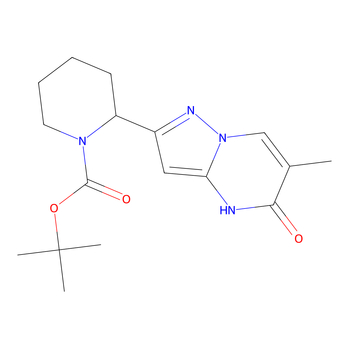 (S)-tert-Butyl 2-(6-methyl-5-oxo-4,5-dihydropyrazolo[1,5-a]pyrimidin-2-yl)piperidine-1-carboxylate molecular structure, CAS 1353628-76-8