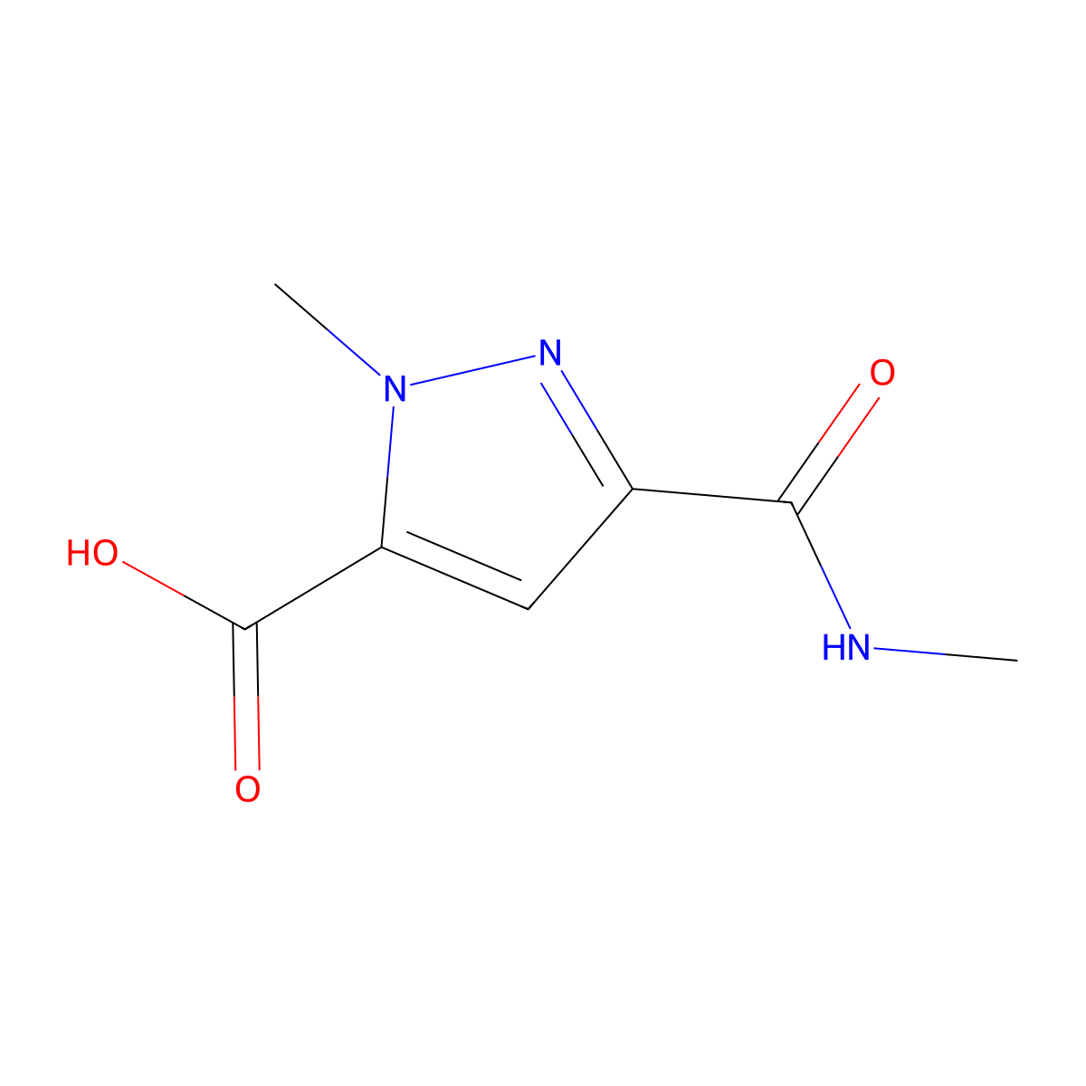 1-methyl-3-(methylcarbamoyl)-1H-pyrazole-5-carboxylic acid molecular structure, CAS 1353631-67-0