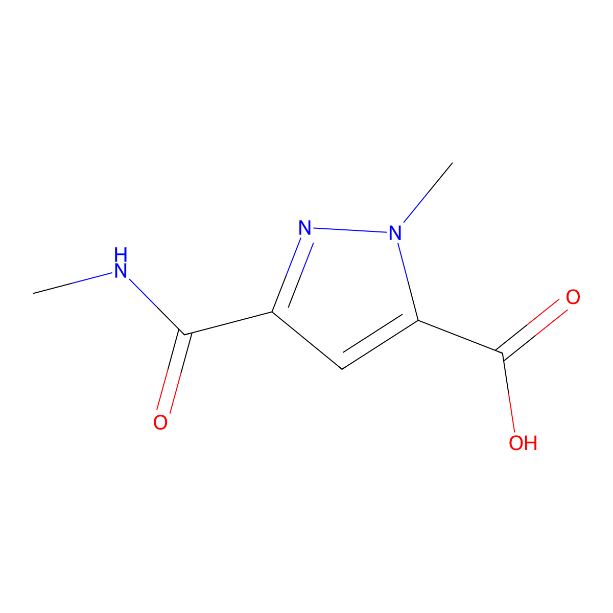 1-methyl-3-(methylcarbamoyl)-1H-pyrazole-5-carboxylic acid molecular structure, CAS 1353631-67-0