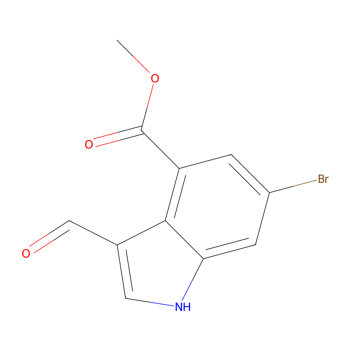 Methyl 6-bromo-3-formyl-1H-indole-4-carboxylate molecular structure, CAS 1353636-63-1
