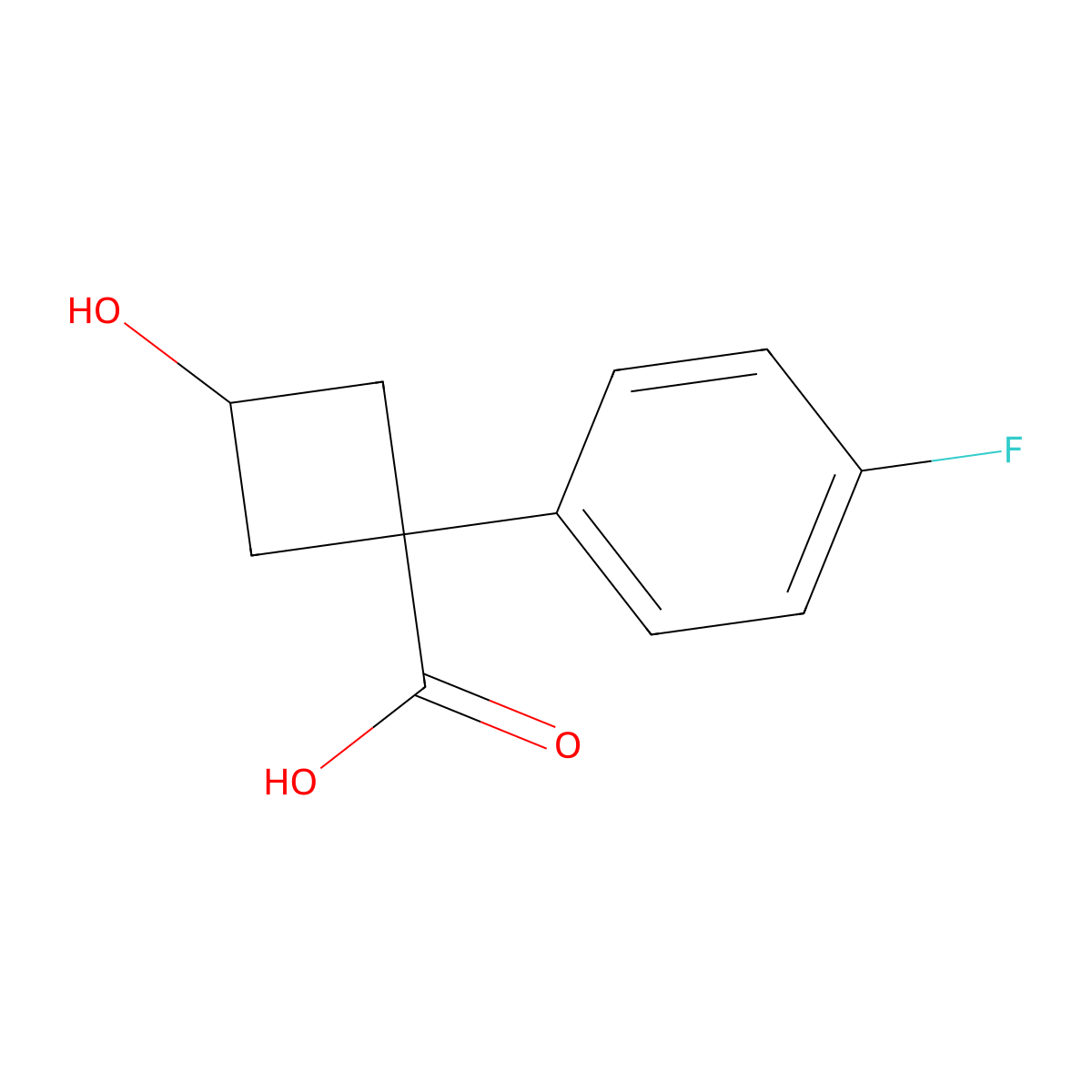 Cyclobutanecarboxylic acid, 1-(4-fluorophenyl)-3-hydroxy- molecular structure, CAS 1353636-73-3
