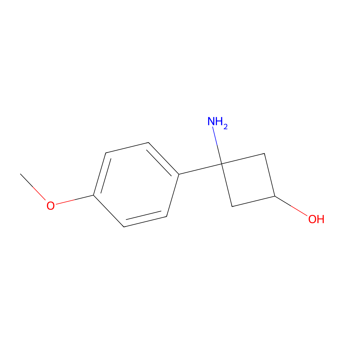 3-Amino-3-(4-methoxyphenyl)cyclobutan-1-OL molecular structure, CAS 1353636-82-4