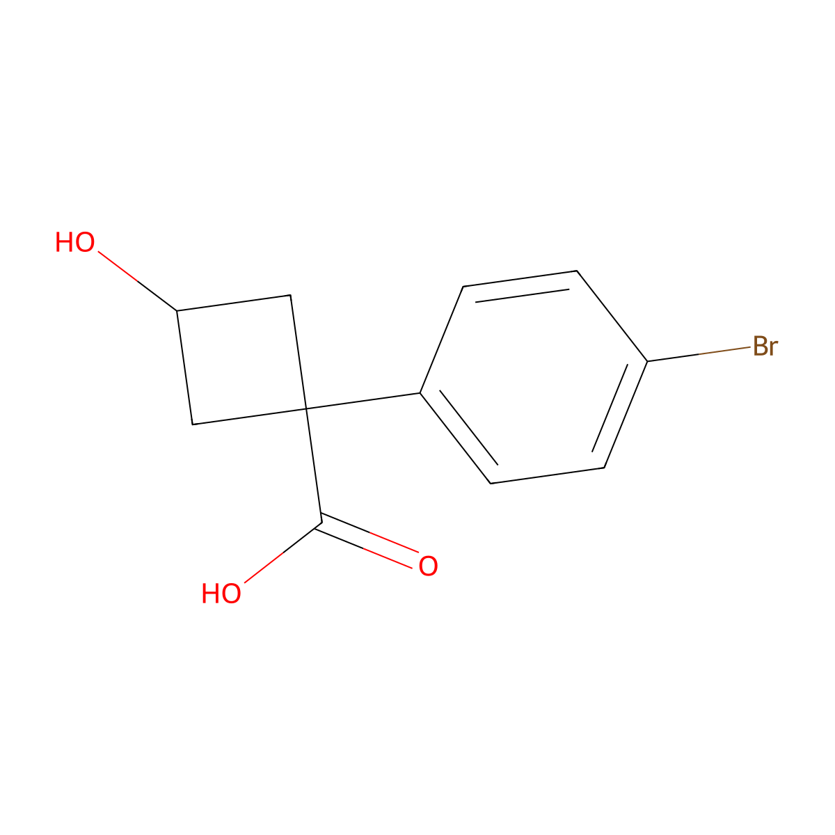 1-(4-Bromophenyl)-3-Hydroxycyclobutanecarboxylic Acid molecular structure, CAS 1353636-83-5