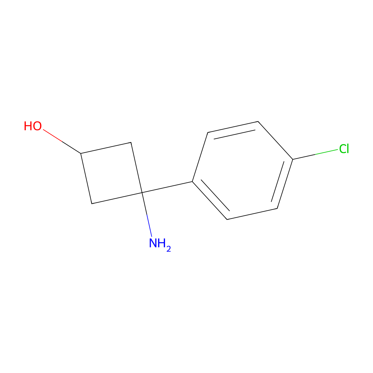 3-Amino-3-(4-chlorophenyl)cyclobutan-1-OL molecular structure, CAS 1353636-85-7