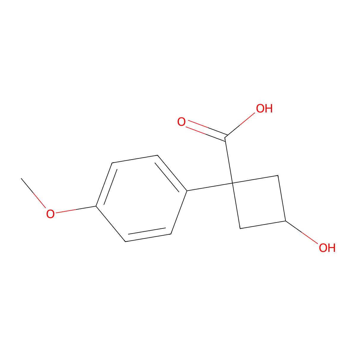3-Hydroxy-1-(4-methoxyphenyl)cyclobutane-1-carboxylic acid molecular structure, CAS 1353636-86-8