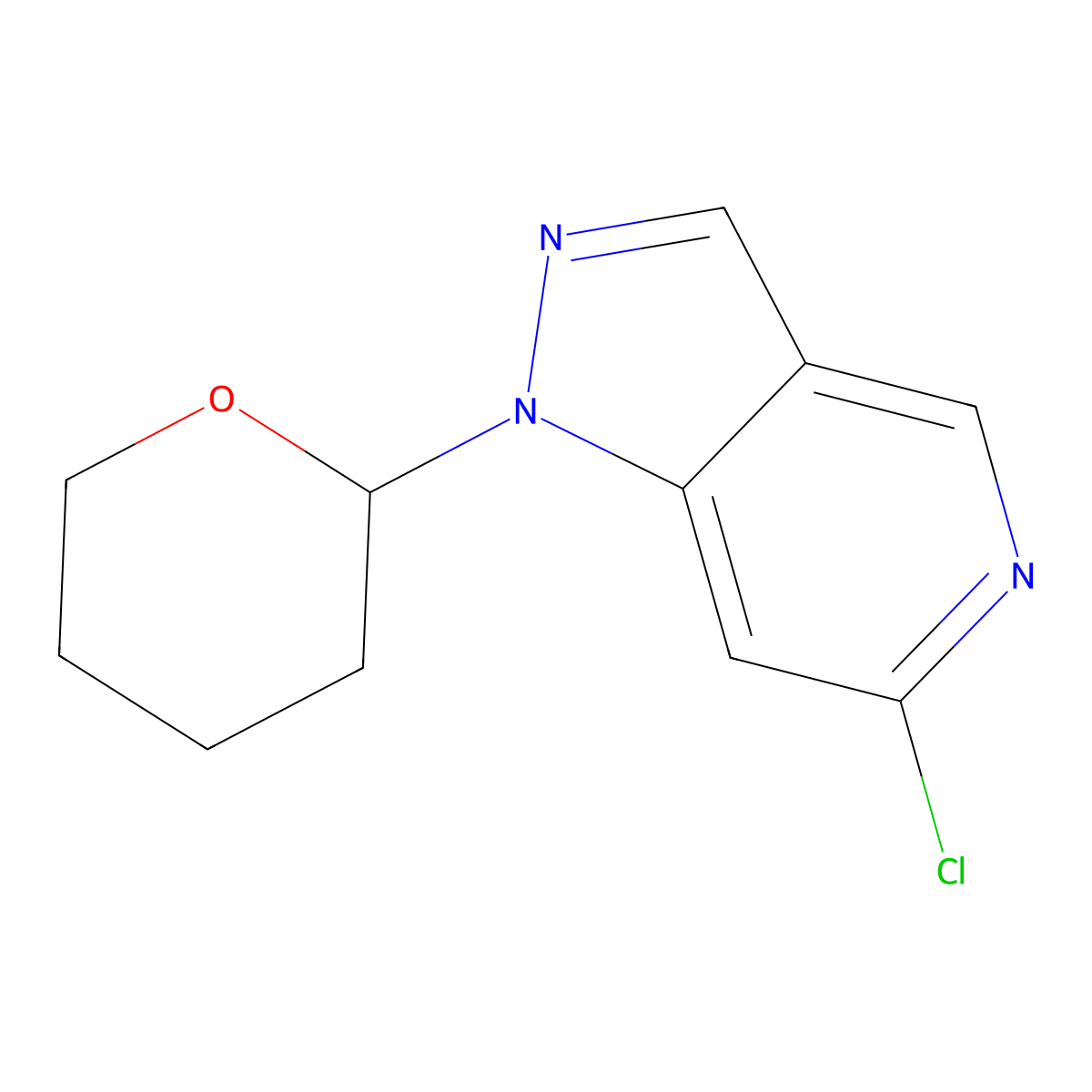6-Chloro-1-(tetrahydro-2H-pyran-2-yl)-1H-pyrazolo[4,3-c]pyridine molecular structure, CAS 1353637-44-1