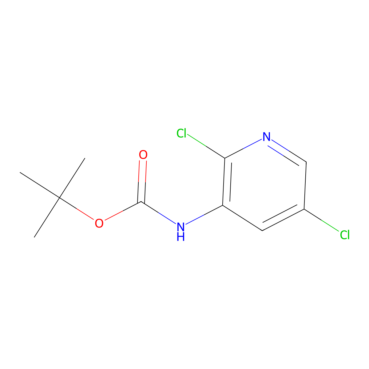 Tert-butyl 2,5-dichloropyridin-3-ylcarbamate molecular structure, CAS 1353677-93-6