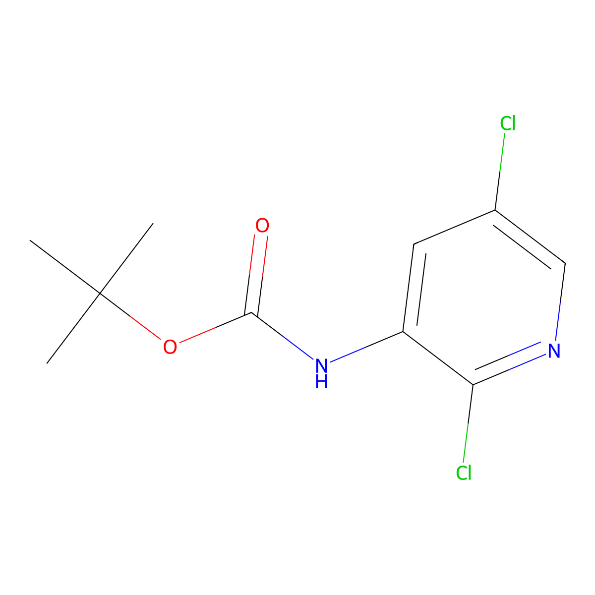 Tert-butyl 2,5-dichloropyridin-3-ylcarbamate molecular structure, CAS 1353677-93-6