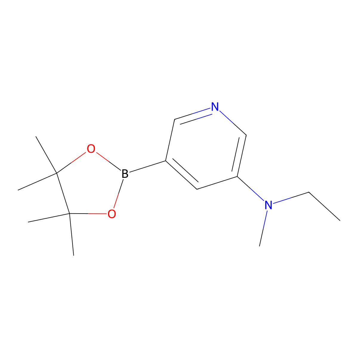 N-ethyl-N-methyl-5-(4,4,5,5-tetramethyl-1,3,2-dioxaborolan-2-yl)pyridin-3-amine molecular structure, CAS 1353716-03-6