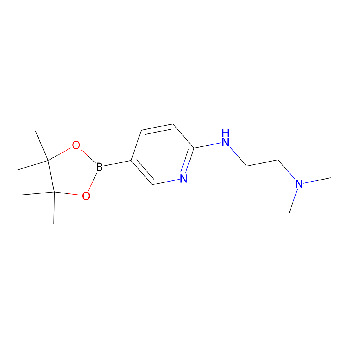 Dimethyl(2-{[5-(tetramethyl-1,3,2-dioxaborolan-2-yl)pyridin-2-yl]amino}ethyl)amine molecular structure, CAS 1353716-15-0