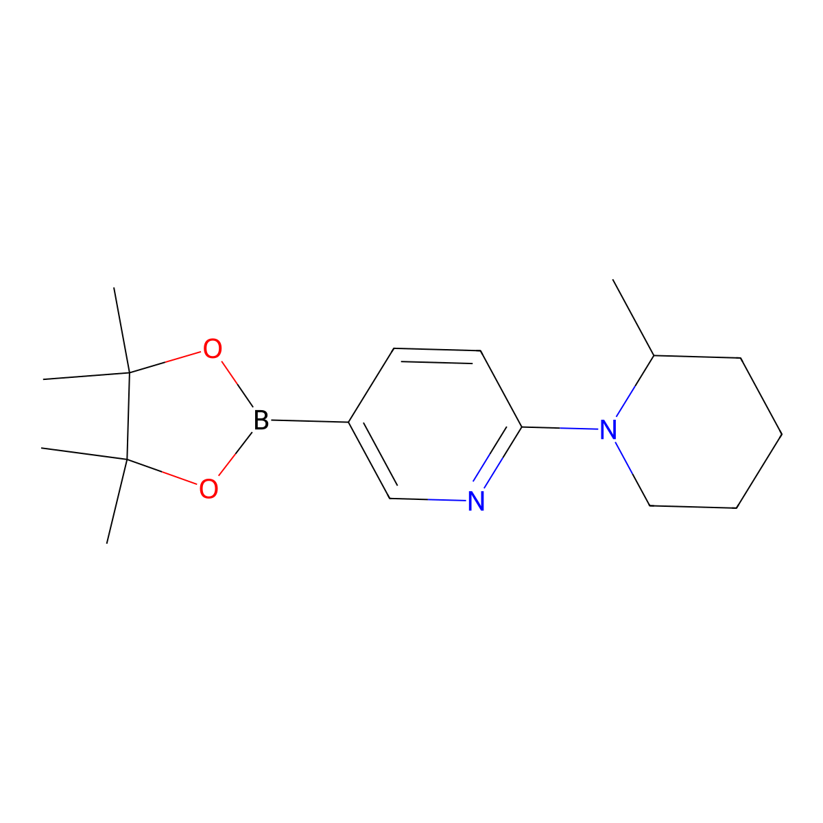 2-(2-Methylpiperidin-1-yl)pyridine-5-boronic acid pinacol ester molecular structure, CAS 1353716-48-9