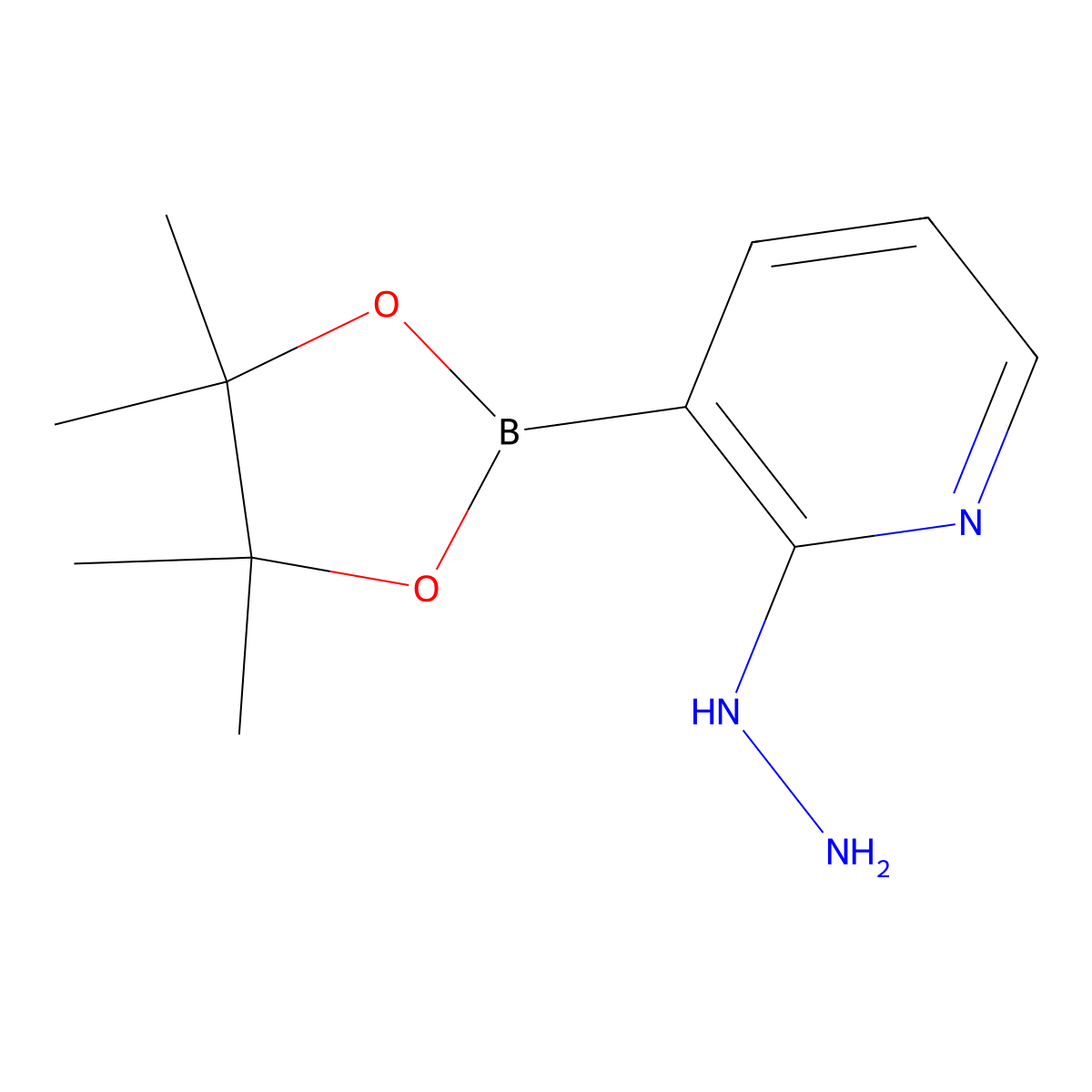 2-Hydrazinyl-3-(tetramethyl-1,3,2-dioxaborolan-2-yl)pyridine molecular structure, CAS 1353716-54-7