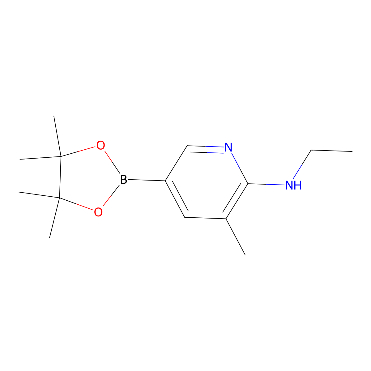 n-Ethyl-3-methyl-5-(4,4,5,5-tetramethyl-1,3,2-dioxaborolan-2-yl)pyridin-2-amine molecular structure, CAS 1353716-76-3