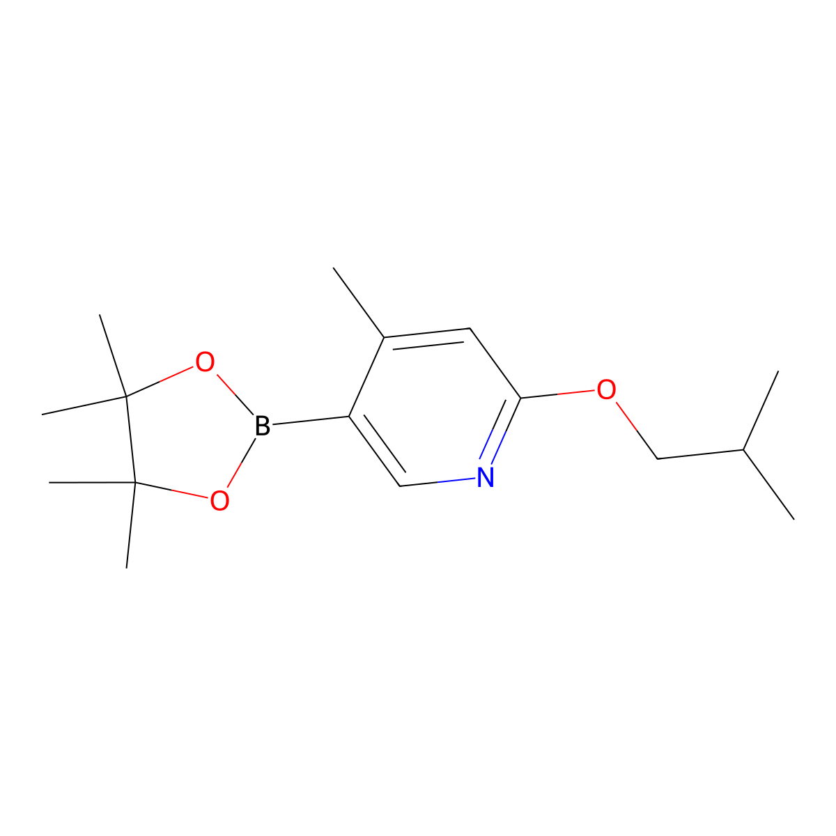 4-Methyl-2-(2-methylpropoxy)-5-(4,4,5,5-tetramethyl-1,3,2-dioxaborolan-2-YL)pyridine molecular structure, CAS 1353718-39-4