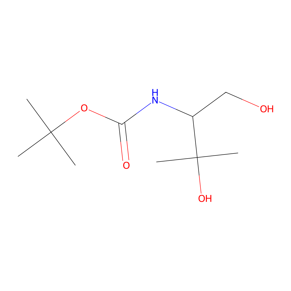 Tert-butyl (1,3-dihydroxy-3-methylbutan-2-YL)carbamate molecular structure, CAS 1353743-61-9
