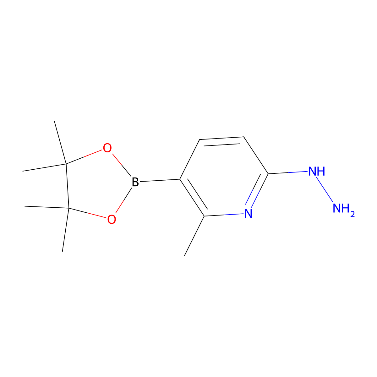 6-Hydrazinyl-2-methyl-3-(tetramethyl-1,3,2-dioxaborolan-2-yl)pyridine molecular structure, CAS 1353746-95-8