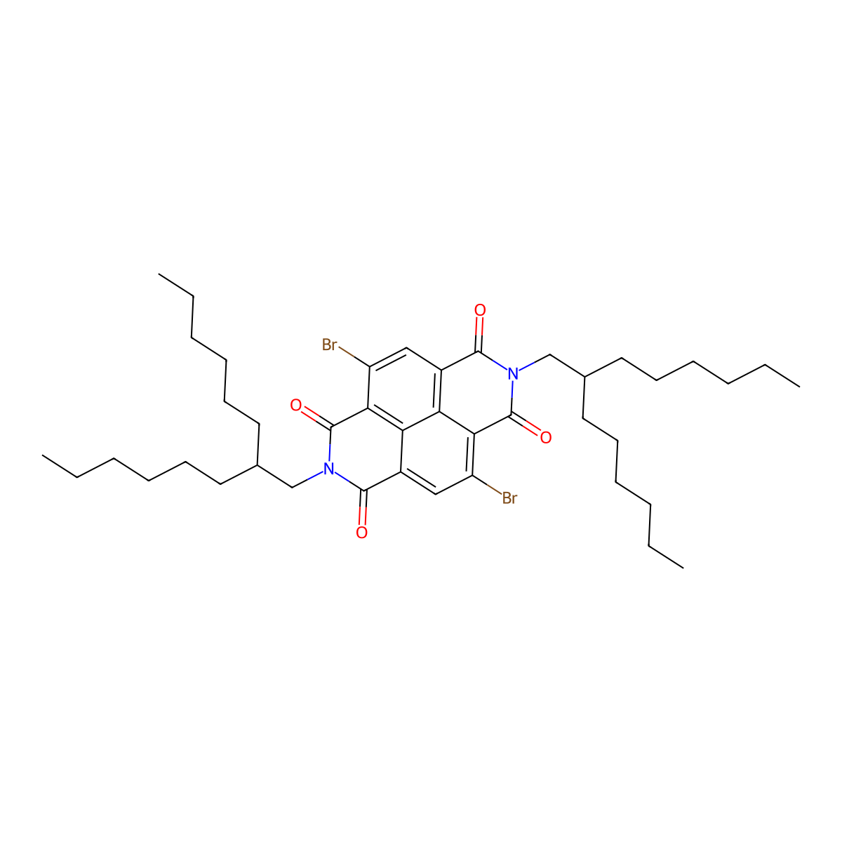 4,9-Dibromo-2,7-bis(2-hexyloctyl)benzo[lmn][3,8]phenanthroline-1,3,6,8(2H,7H)-tetraone molecular structure, CAS 1353759-14-4
