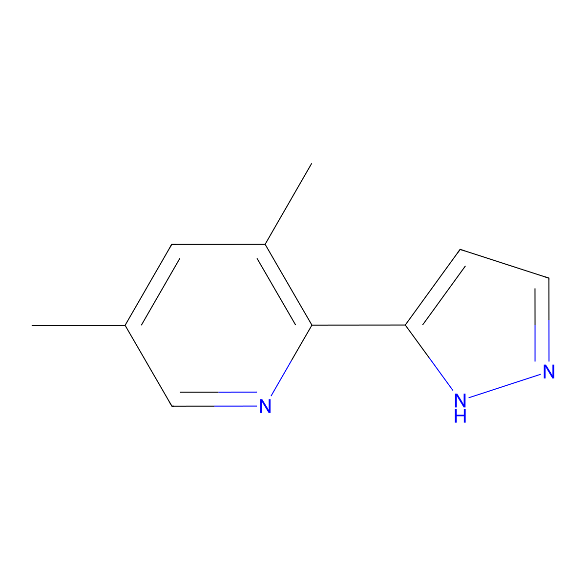 3,5-dimethyl-2-(1H-pyrazol-5-yl)pyridine molecular structure, CAS 1353762-17-0