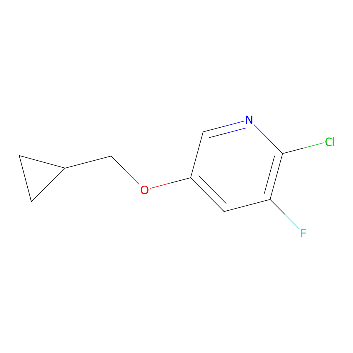 2-Chloro-5-(cyclopropylmethoxy)-3-fluoropyridine molecular structure, CAS 1353776-90-5