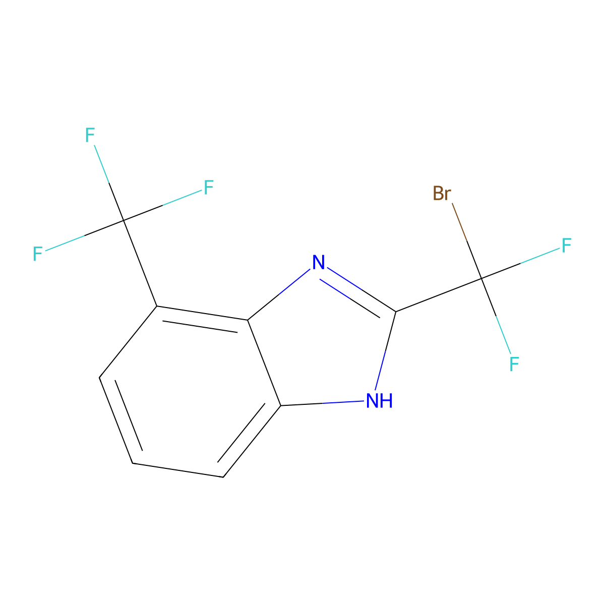2-[Bromo(difluoro)methyl]-4-(trifluoromethyl)-1H-benzimidazole molecular structure, CAS 1353778-48-9
