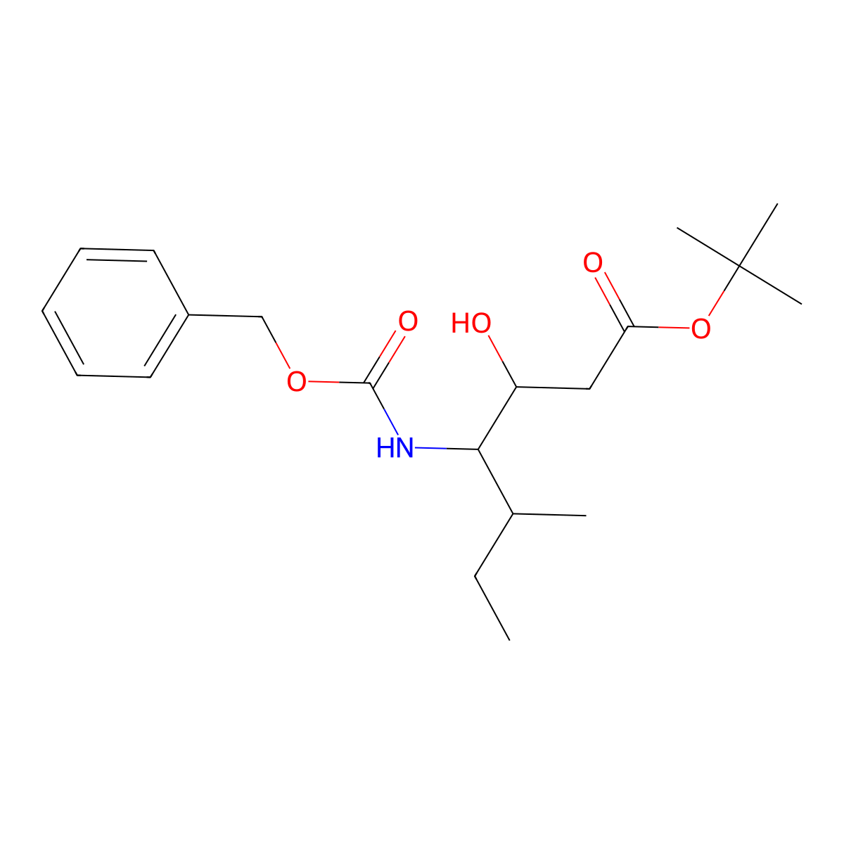 (3R,4S,5S)-tert-butyl 4-(((benzyloxy)carbonyl)amino)-3-hydroxy-5-methylheptanoate molecular structure, CAS 135383-55-0