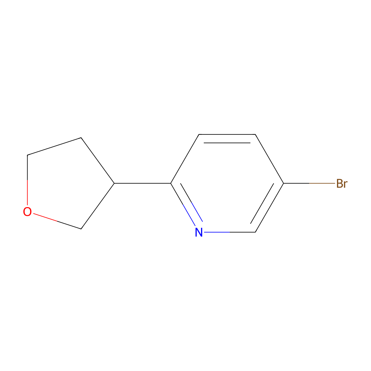 5-Bromo-2-(tetrahydrofuran-3-yl)pyridine molecular structure, CAS 1353853-46-9
