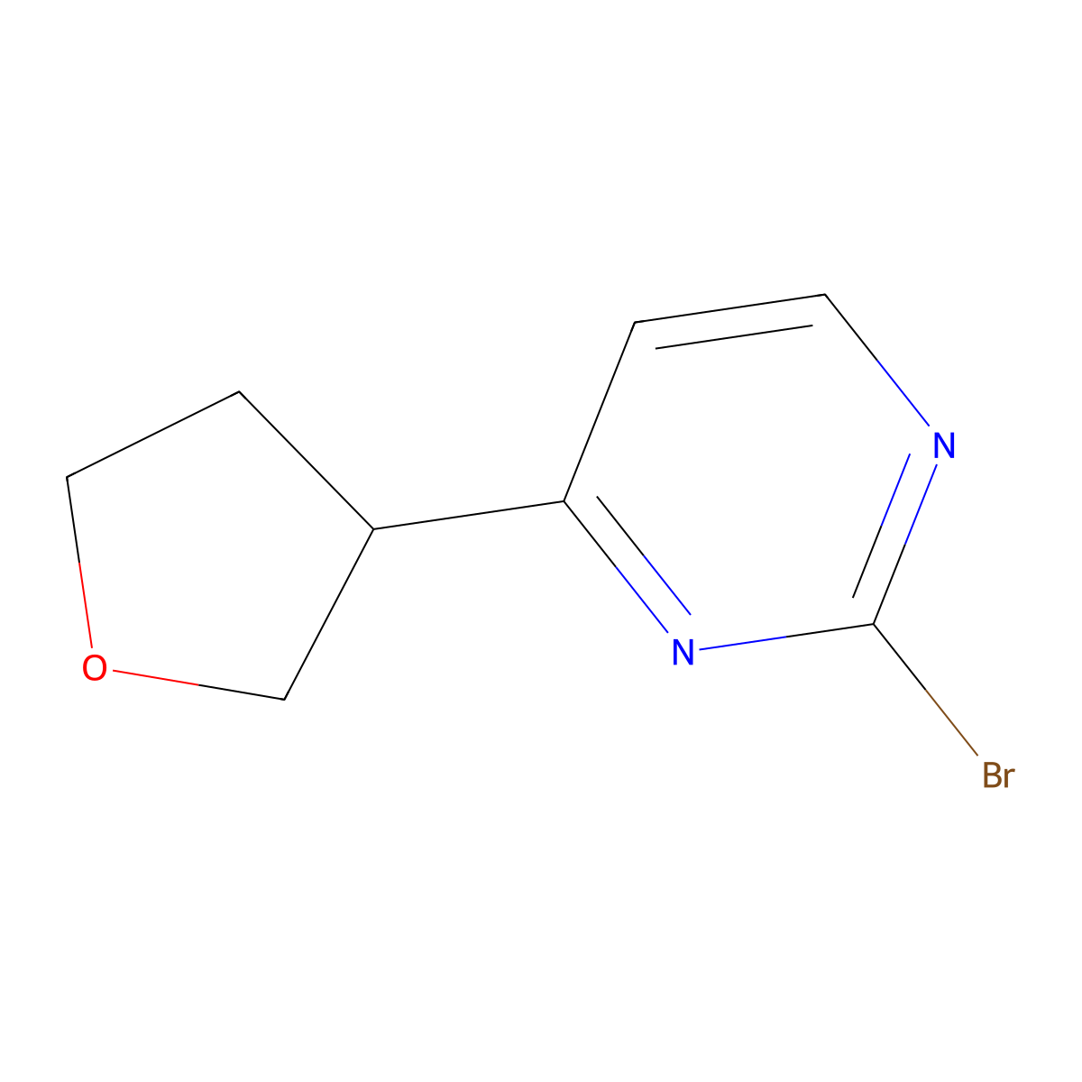 2-Bromo-4-(3-tetrahydrofuranyl)pyrimidine molecular structure, CAS 1353853-64-1