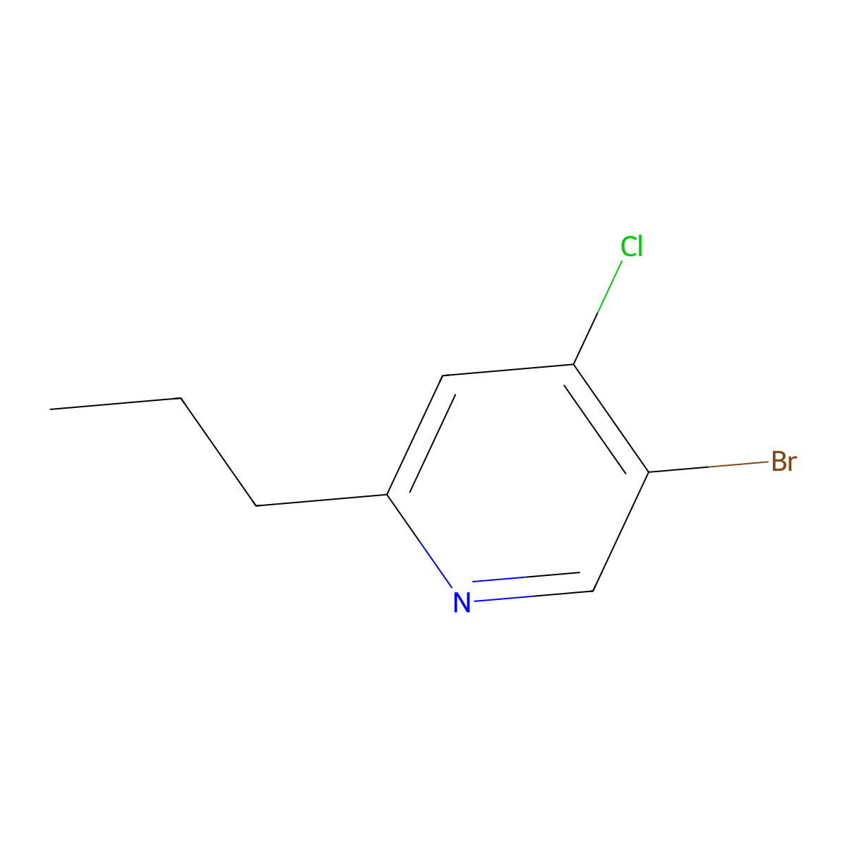 3-Bromo-4-chloro-6-(n-propyl)pyridine molecular structure, CAS 1353853-79-8
