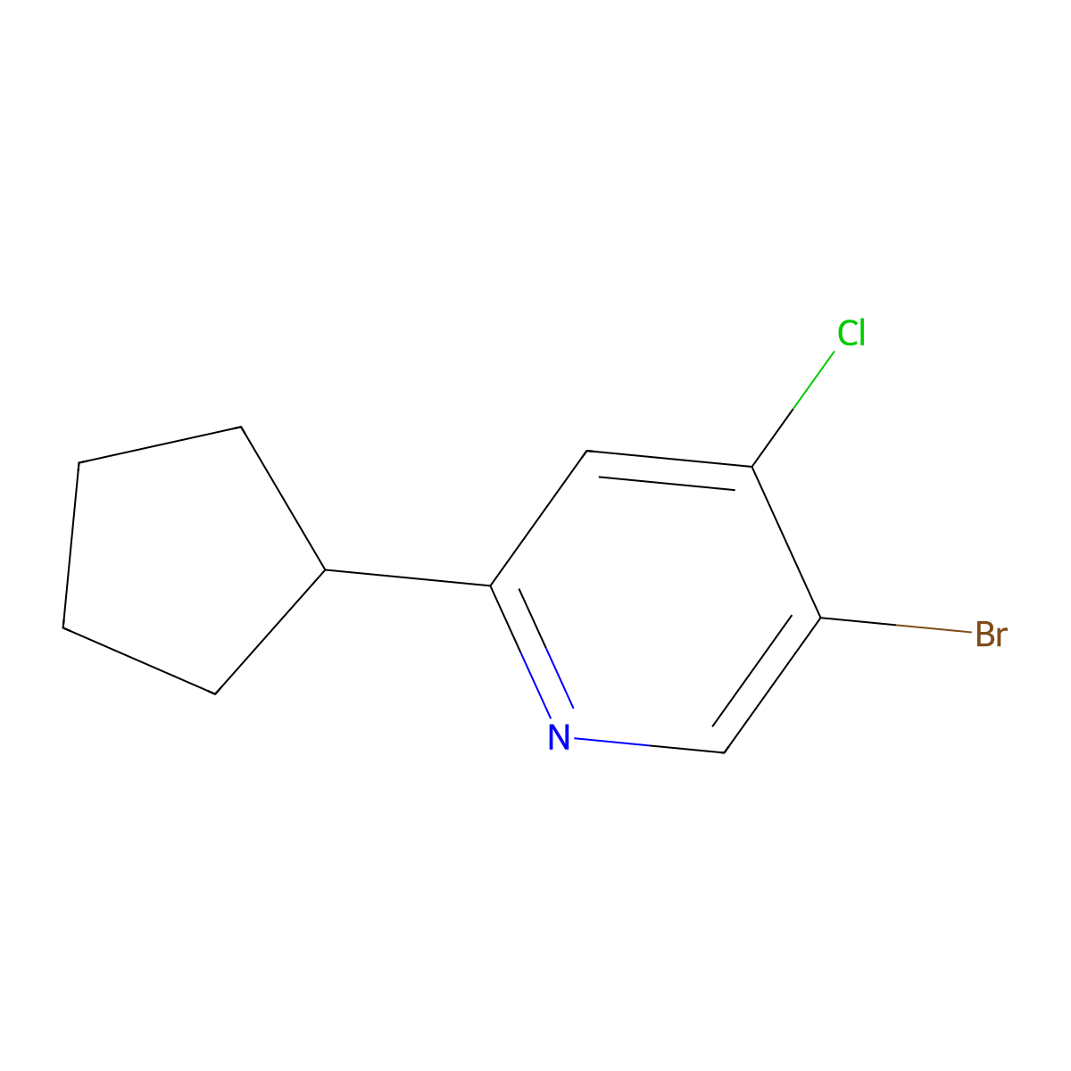 3-Bromo-4-chloro-6-cyclopentylpyridine molecular structure, CAS 1353853-81-2