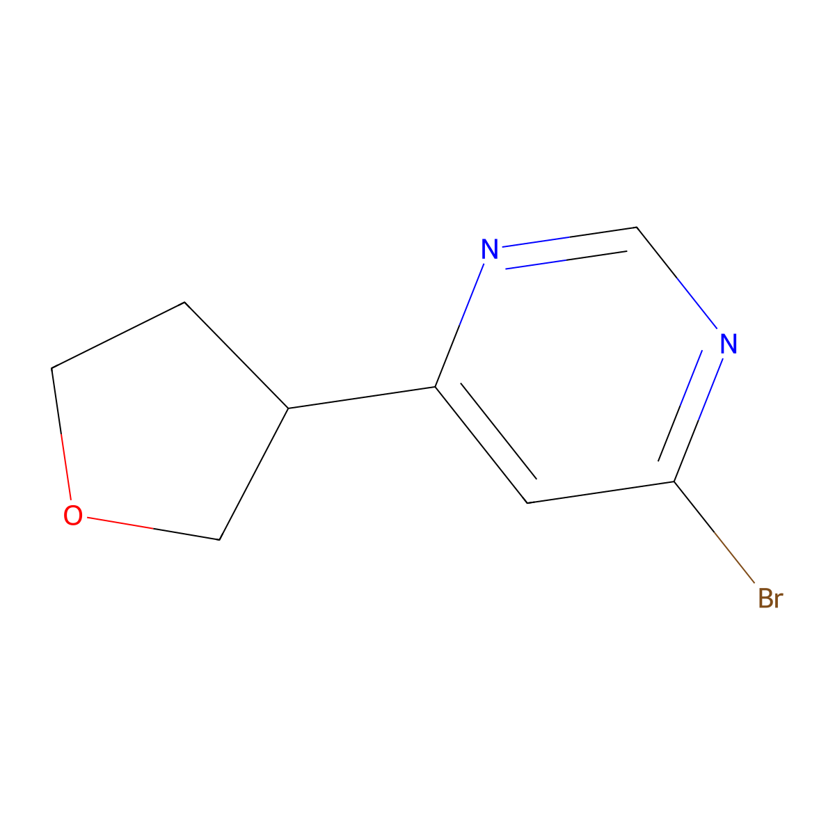 4-Bromo-6-(3-tetrahydrofuranyl)pyrimidine molecular structure, CAS 1353853-88-9