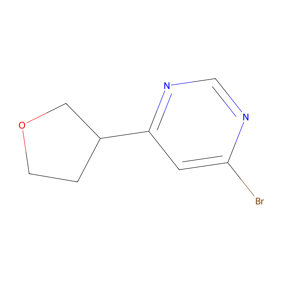 4-Bromo-6-(3-tetrahydrofuranyl)pyrimidine molecular structure, CAS 1353853-88-9