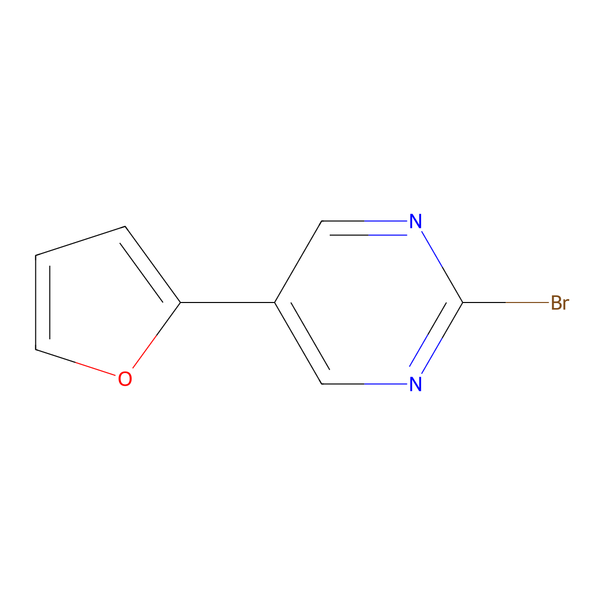 2-Bromo-5-(2-furyl)pyrimidine molecular structure, CAS 1353853-92-5