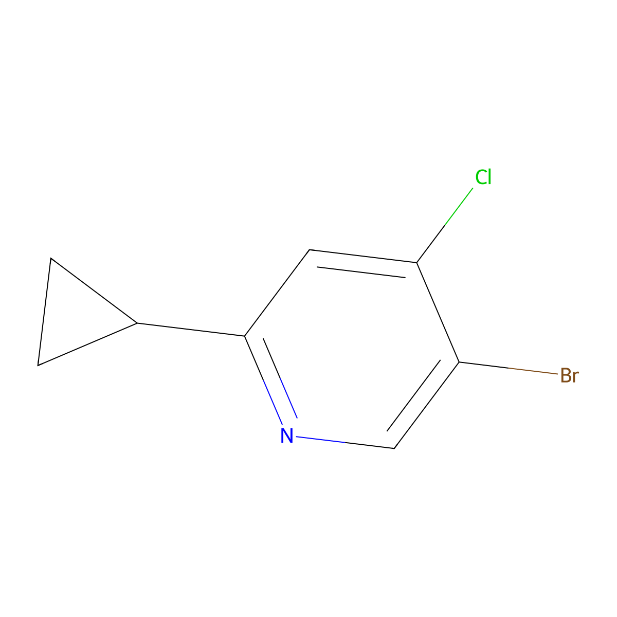 5-Bromo-4-chloro-2-cyclopropylpyridine molecular structure, CAS 1353853-96-9