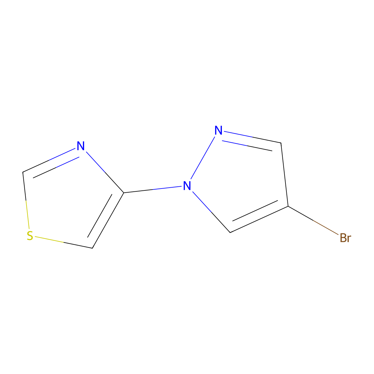 4-(4-bromo-1H-pyrazol-1-yl)-1,3-thiazole molecular structure, CAS 1353853-97-0