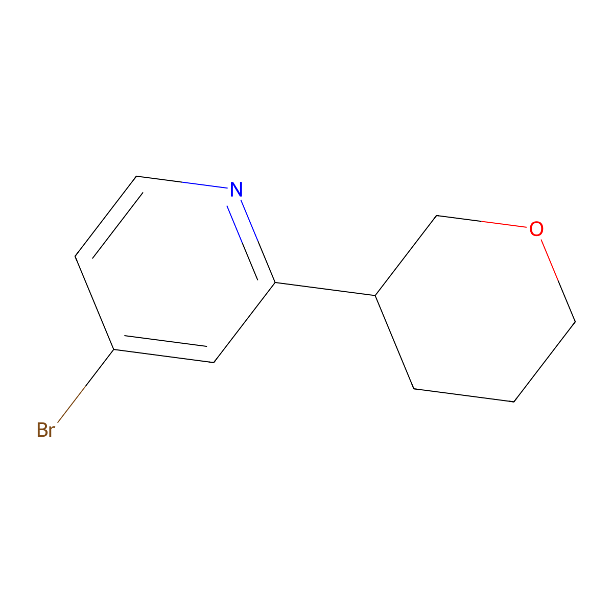 4-Bromo-2-(3-tetrahydropyranyl)pyridine molecular structure, CAS 1353853-98-1