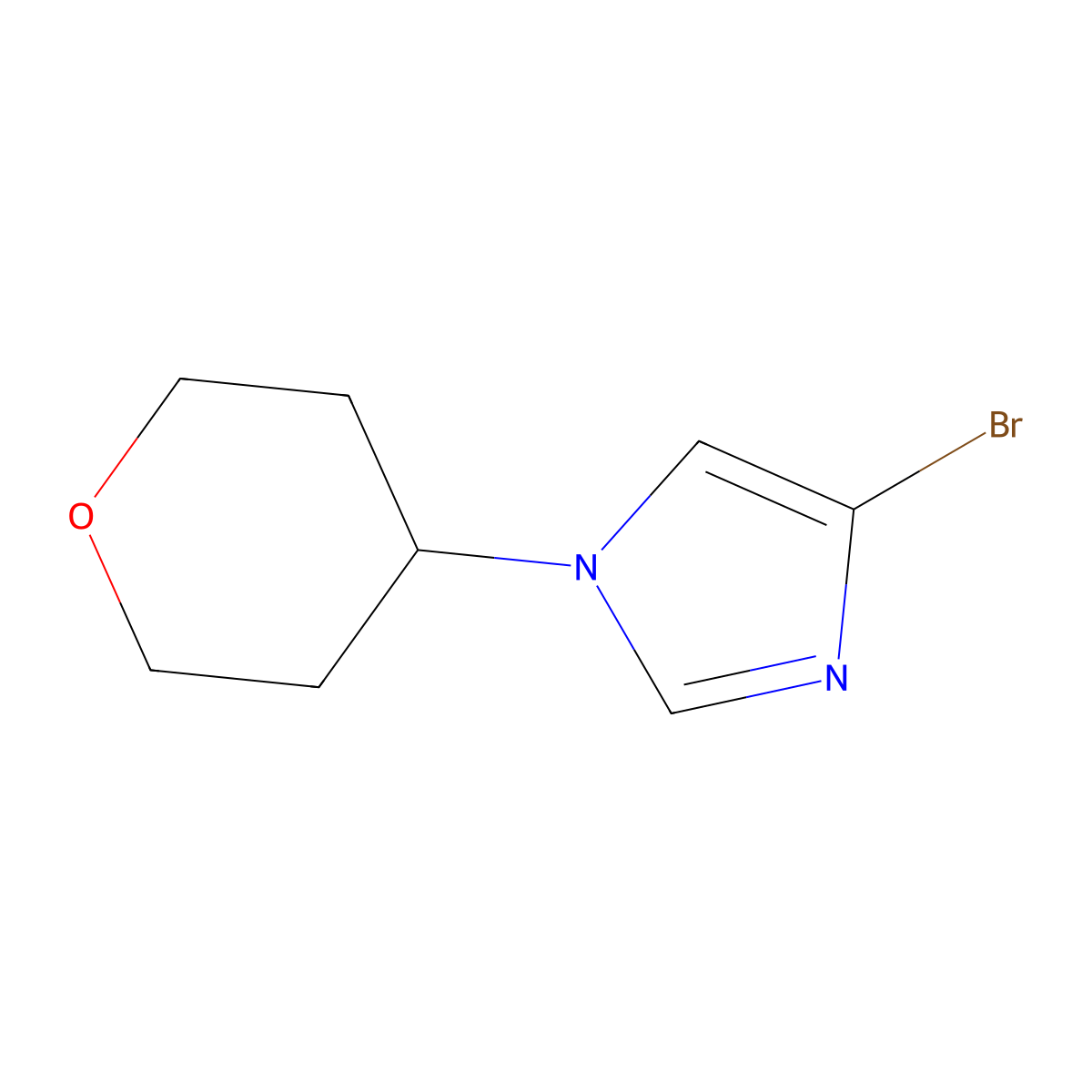 4-bromo-1-(oxan-4-yl)-1H-imidazole molecular structure, CAS 1353853-99-2