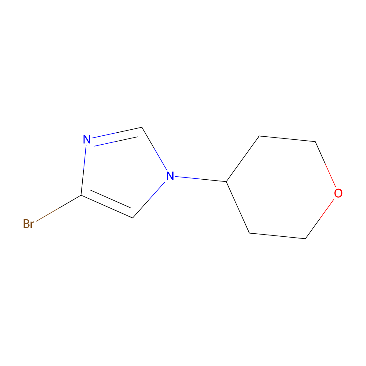 4-bromo-1-(oxan-4-yl)-1H-imidazole molecular structure, CAS 1353853-99-2
