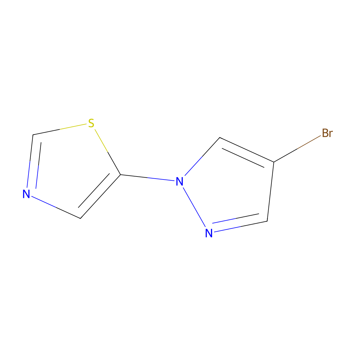 1-(Thiazol-5-yl)-4-bromopyrazole molecular structure, CAS 1353854-06-4