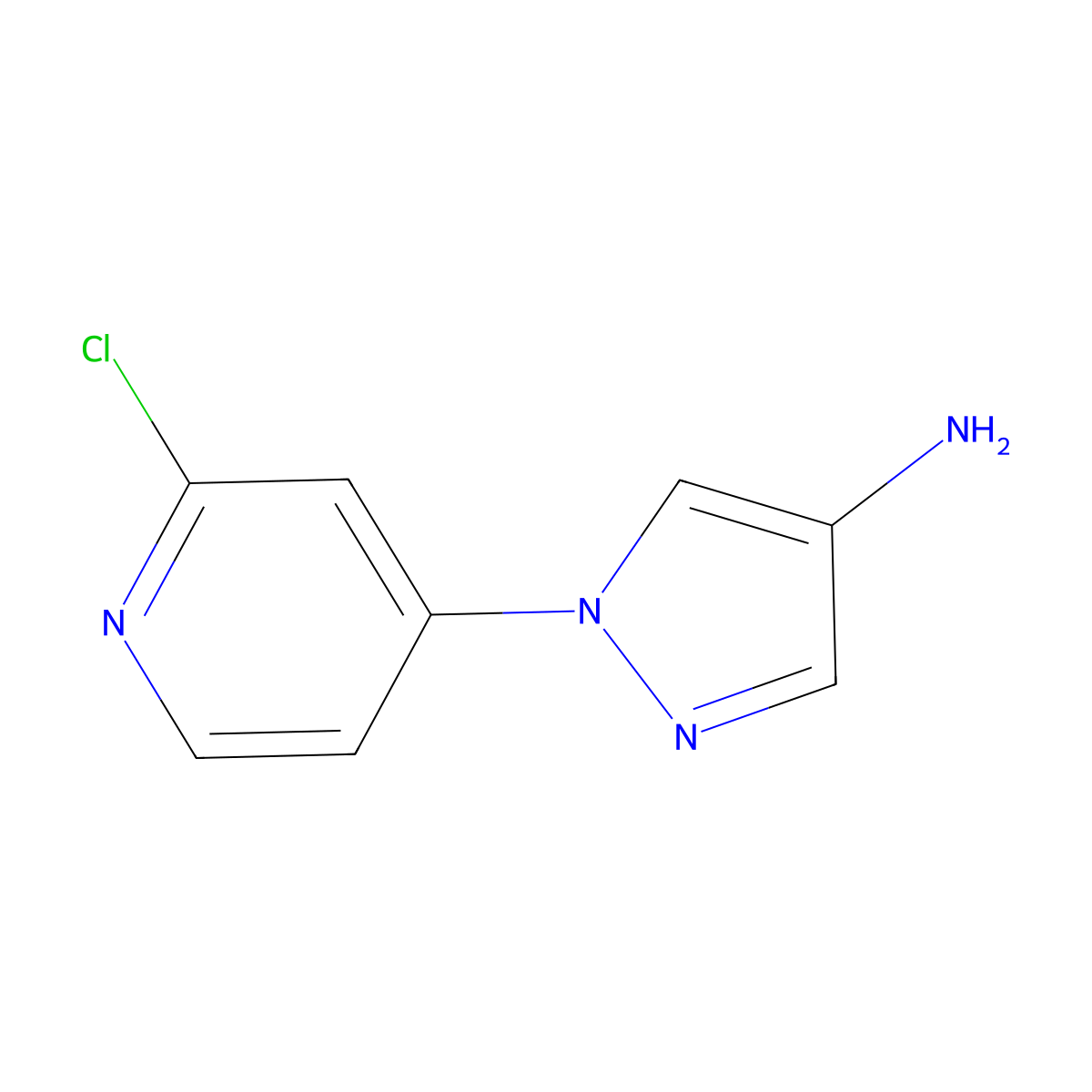 1-(2-chloropyridin-4-yl)-1H-pyrazol-4-amine molecular structure, CAS 1353854-08-6