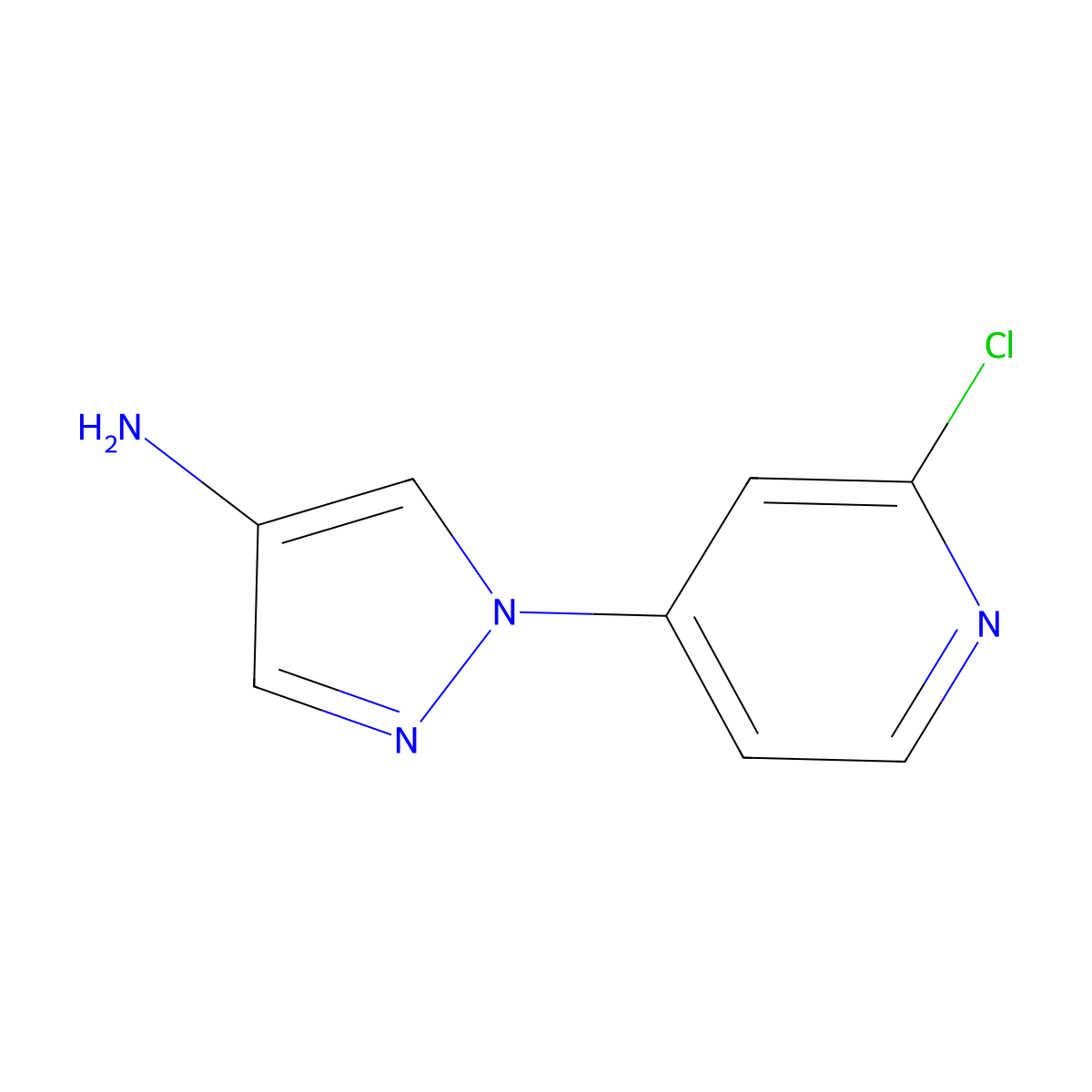 1-(2-chloropyridin-4-yl)-1H-pyrazol-4-amine molecular structure, CAS 1353854-08-6
