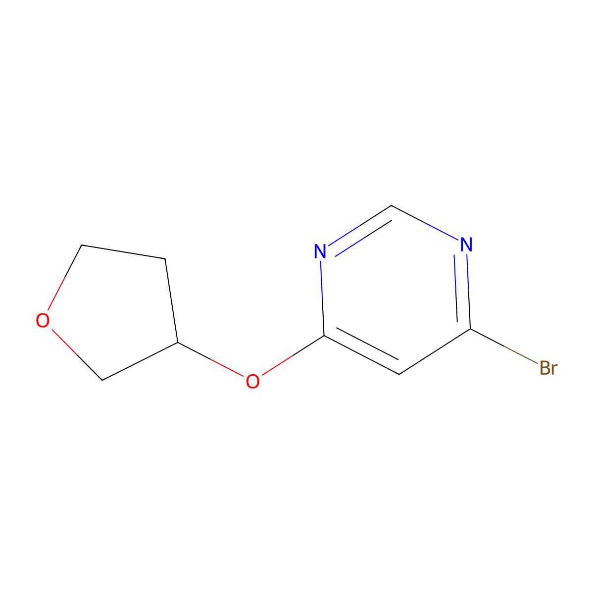 4-Bromo-6-(tetrahydrofuran-3-yloxy)pyrimidine molecular structure, CAS 1353854-10-0