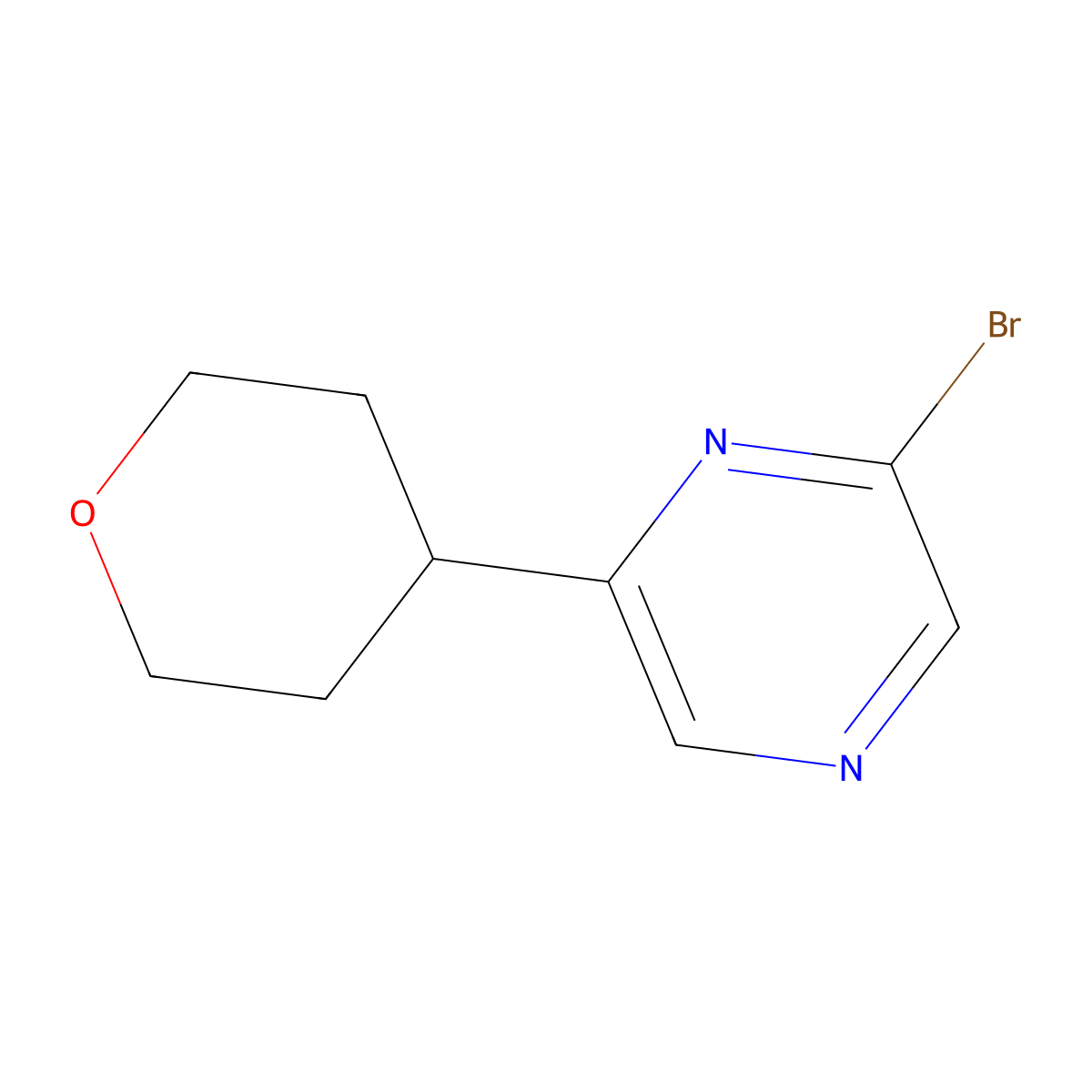2-Bromo-6-(oxan-4-yl)pyrazine molecular structure, CAS 1353854-11-1