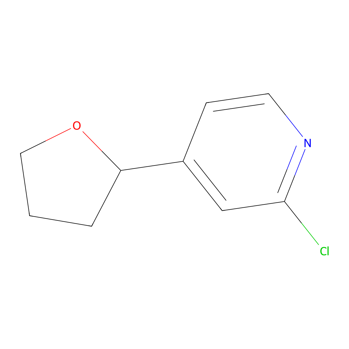 2-Chloro-4-(tetrahydrofuran-2-yl)pyridine molecular structure, CAS 1353854-18-8