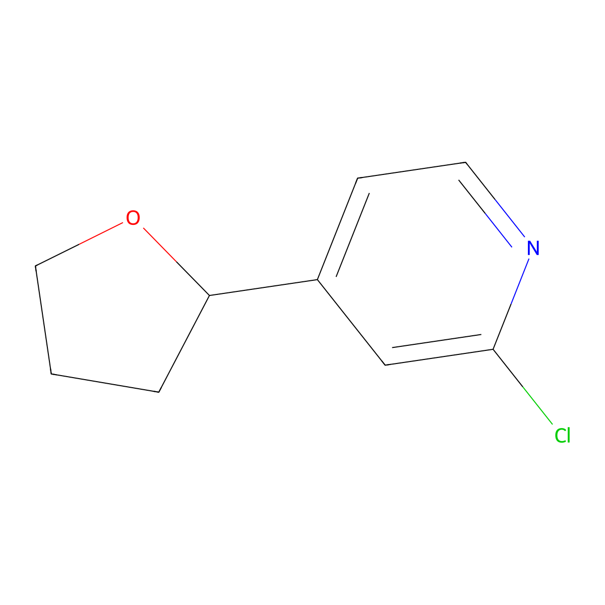 2-Chloro-4-(tetrahydrofuran-2-yl)pyridine molecular structure, CAS 1353854-18-8