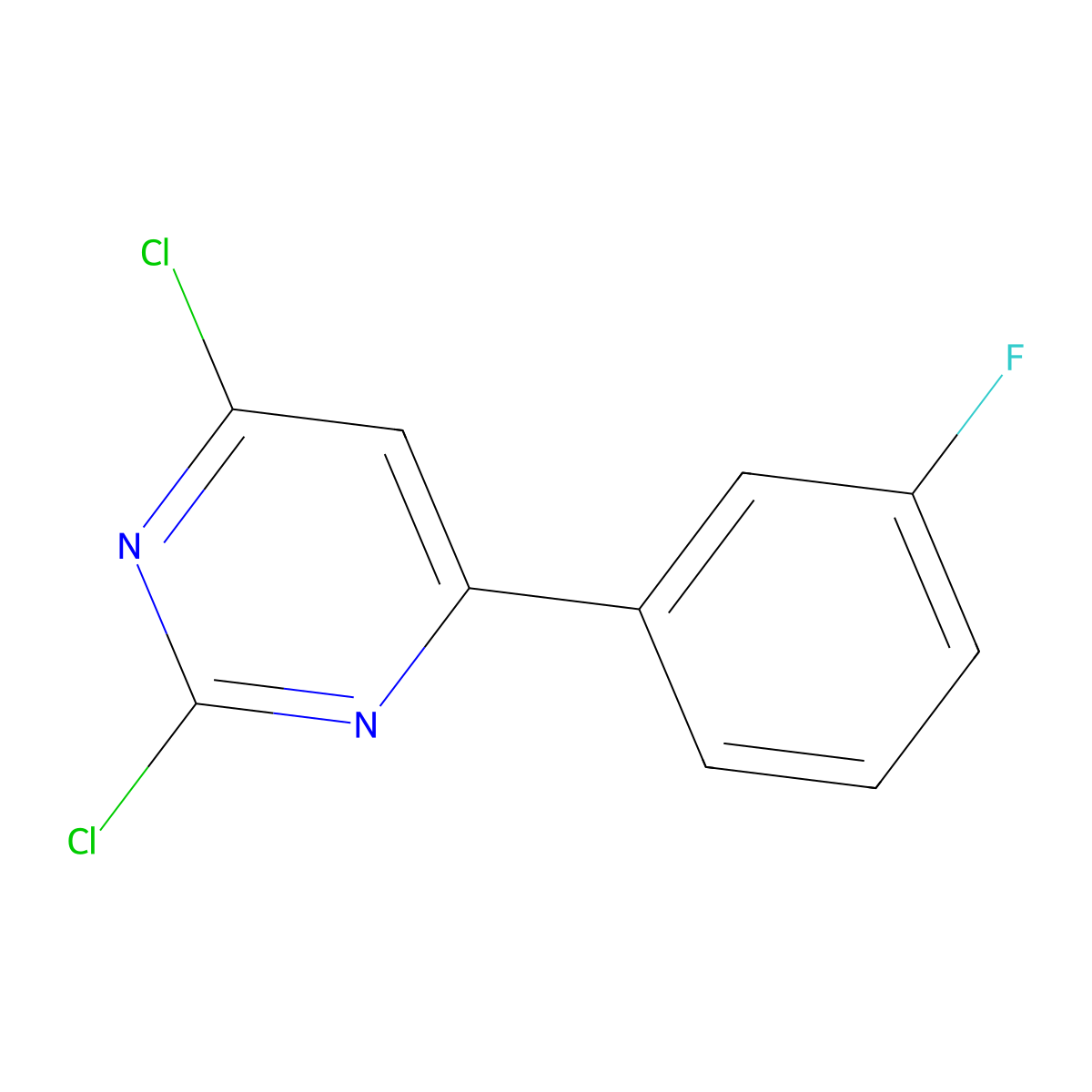 2,4-Dichloro-6-(3-fluorophenyl)pyrimidine molecular structure, CAS 1353854-24-6
