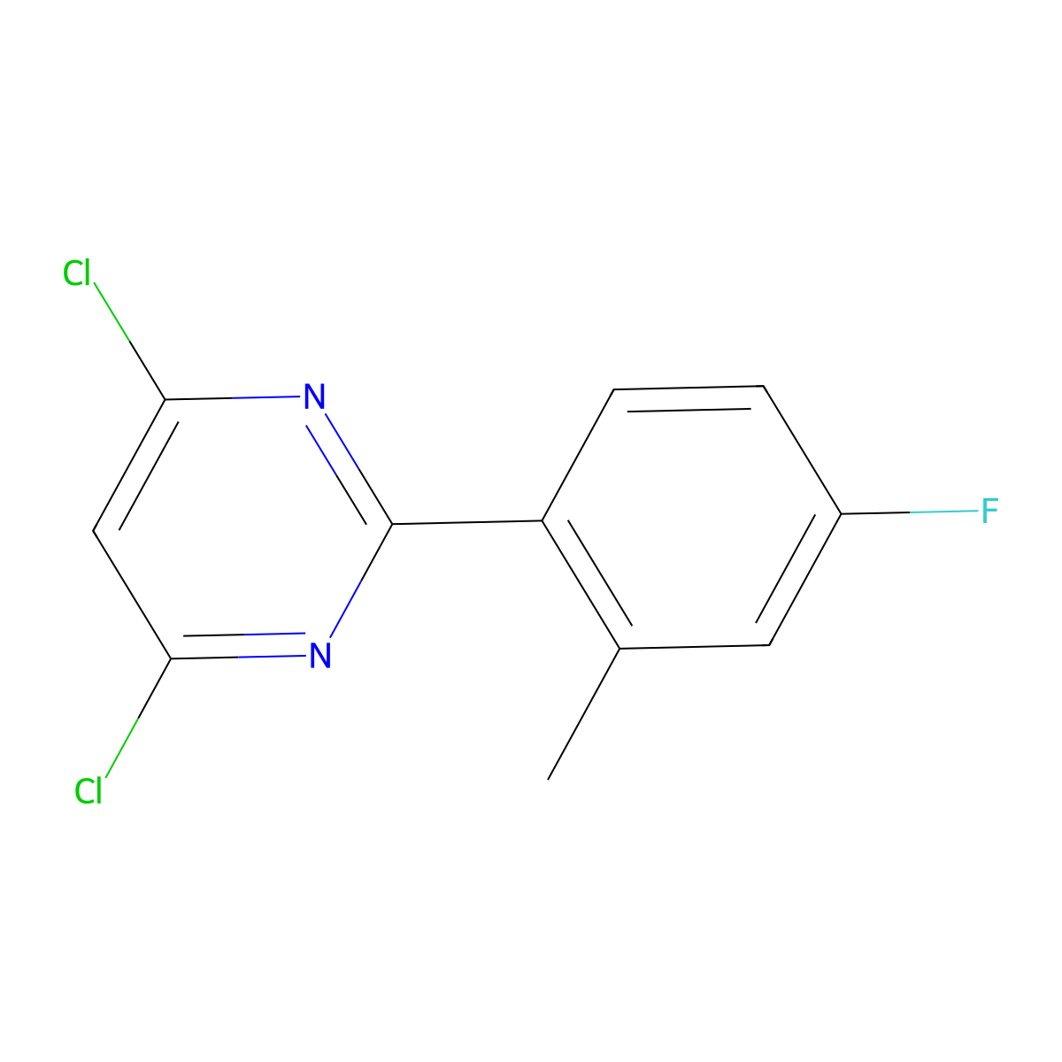4,6-Dichloro-2-(2-methyl-4-fluorophenyl)pyrimidine molecular structure, CAS 1353854-26-8